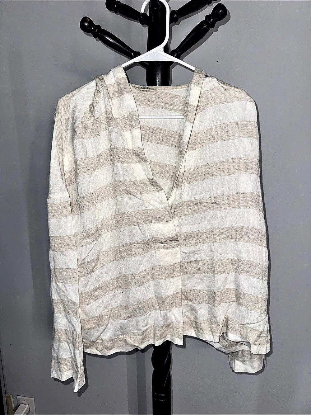 Max Studio Striped Tunic in Cream & Khaki Size XL 3.1T